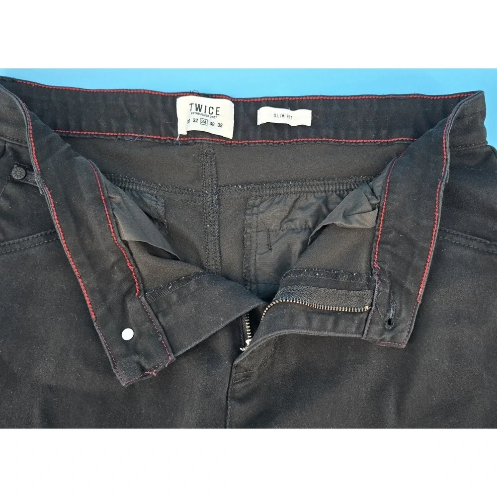 Twice Cargo Pants Men‎ Sz 34 Black Slim Fit Jogger Stretch Utility Grunge Skater